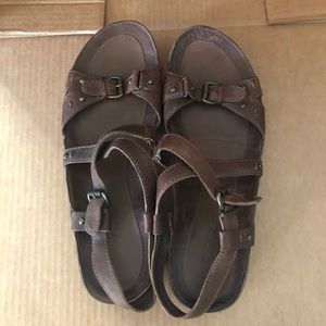 ECCO Brown Leather Sandals Womens 41 US 10-10.5